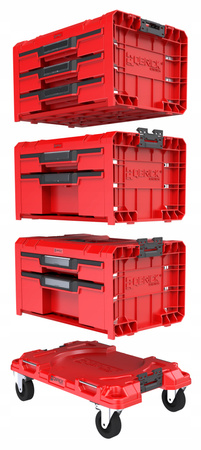 QBRICK ZESTAW SET 3 PRO DRAWER WORKSHOP RED ULTRA HD ZESTAW SKRZYNEK NARZĘDZIOWYCH